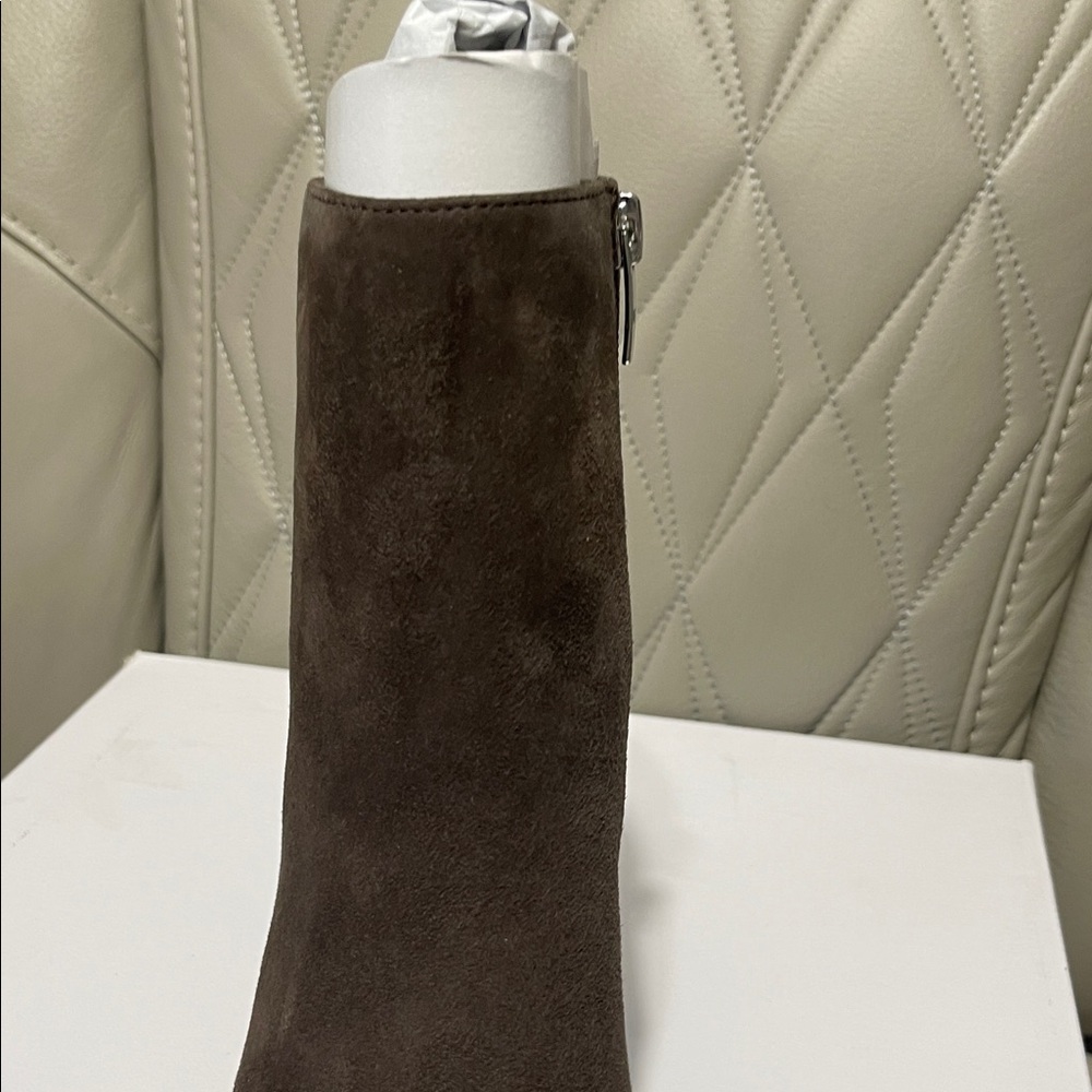 Marc Fisher Brown Suede Pointed Toe Block Heel Booties - Picture 10 of 12
